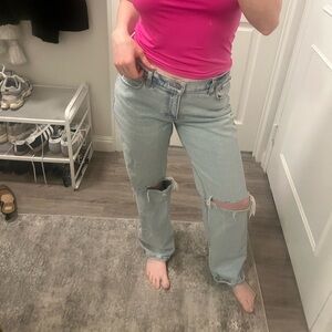 Abercrombie & Fitch Light Blue Distressed Boyfriend Jeans